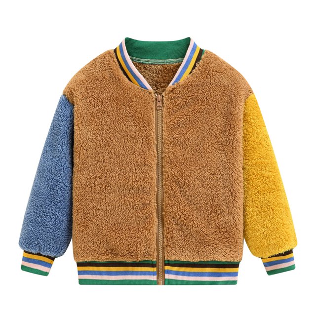 Gibobby Chamarra de invierno para bebé niñoNiños pequeños Niñas Casual Zip Up Deportes Empalme Fleece Chaqueta Abrigo Manga larga Espesar Prendas de abri(Caqui, 2-3 Años)