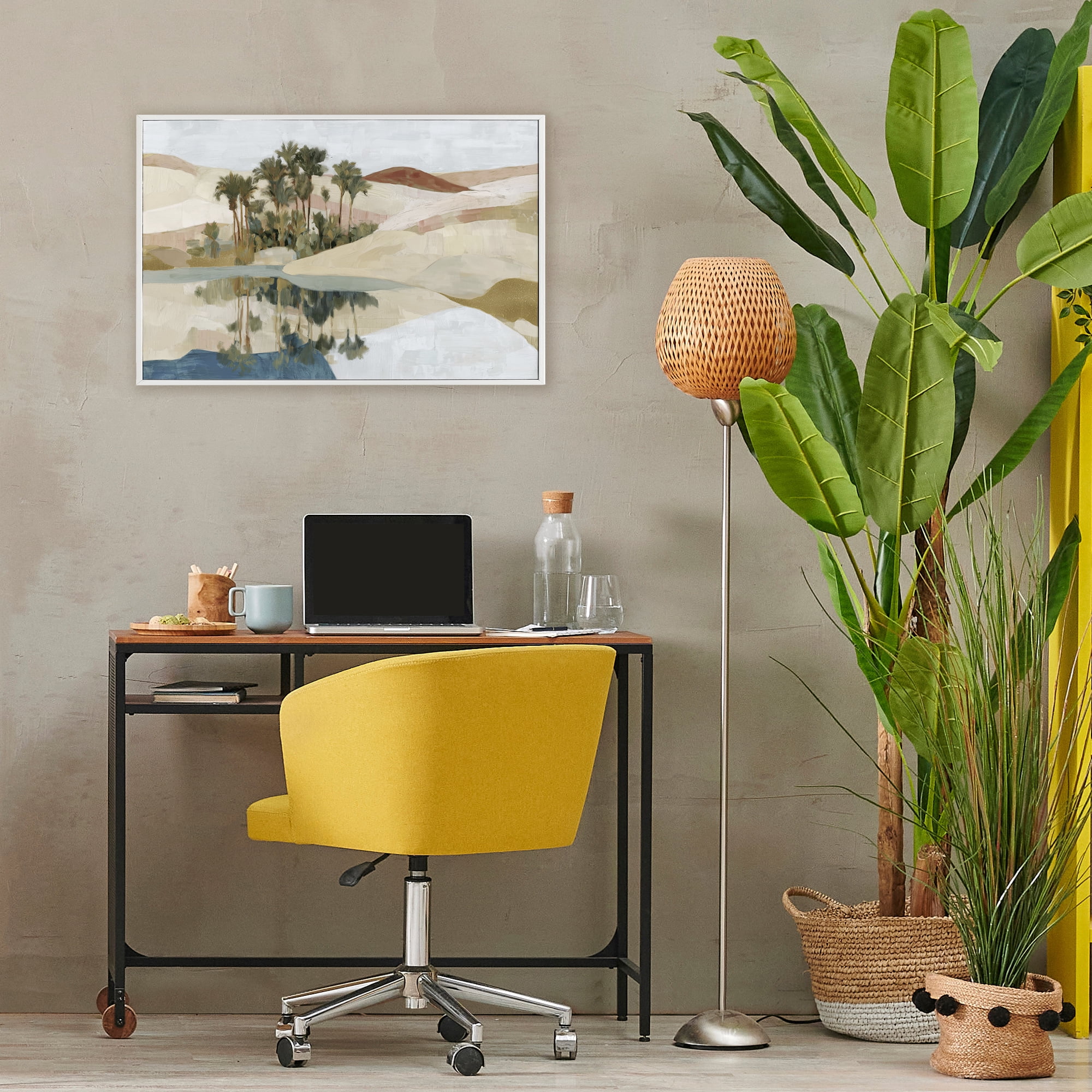 Stupell Industries Desert Oasis with Palm Reflection White Framed Giclee Art, design by Chromatic Storm Studio