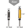 thumbnail image 4 of YVE 2 Pièces Haut et Bas Roulement Garniture de Chasse d'Eau Routeur Bit Ensemble, 1/4 Pouce Modèle de Tige Découper des Bits Routeur avec Guide de Roulement Outil de Fraisage de Travail du Bois - Hauteur de Coupe 1 "et 1-1/2"-0625, 4 of 5