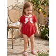 thumbnail image 5 of BemeyourBBs Newborn Baby Girl Summer Clothes Bubble Rompers 0 3 6 12 18 24 Months Bowknot Decor Front Buttons Ruffled Short Sleeve Infant Princess Bodysuits Jumpsuits Playsuits, 5 of 9