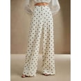thumbnail image 5 of Women'S Polka Dots Wide Leg Tailored Pants High Waisted Belted Loose Trousers with Pockets Color XXL, 5 of 10