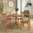 thumbnail image 2 of Lexington 5-Piece Wood Dining Set, Round Table and 4 Mission Back Chairs, Oak, 2 of 8