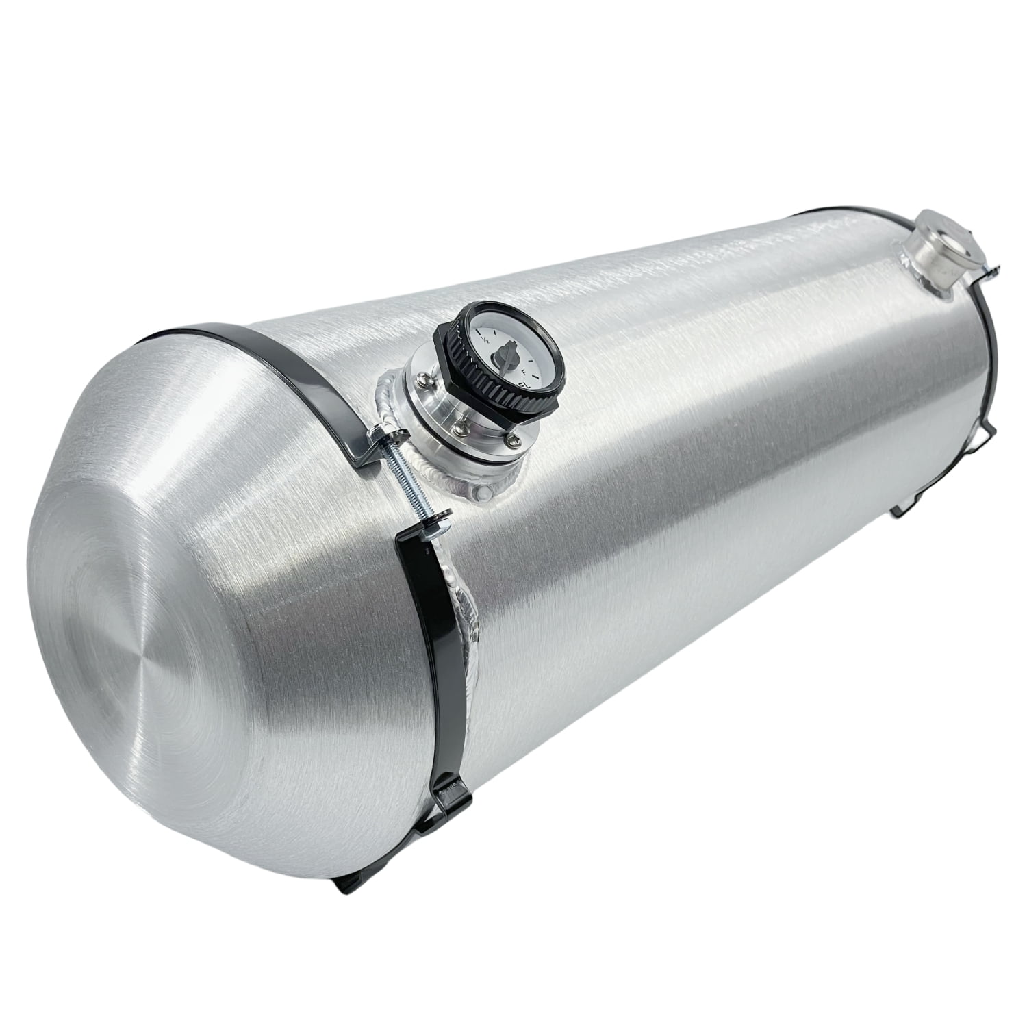 JSD 12x36'' 17 3/8 Gallon 1/4 NPT Spun Aluminum End Fill Gas Tank Fuel Tank W/Gauge