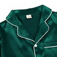 thumbnail image 3 of Summer Kids Girl Pure Color Imitate Silk Long Sleeve Blouse Pants Sleepwear Suit,4-10 Years, 3 of 5