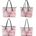 thumbnail image 3 of TSOVTHRID Skull Cherry Blossom Print Handbag and Wallet Set Womens Top Handle Handbag Satchel with Matching Wristlet Wallet Waterproof Leather Pink Tote Bag Shoulder Bag, 3 of 7
