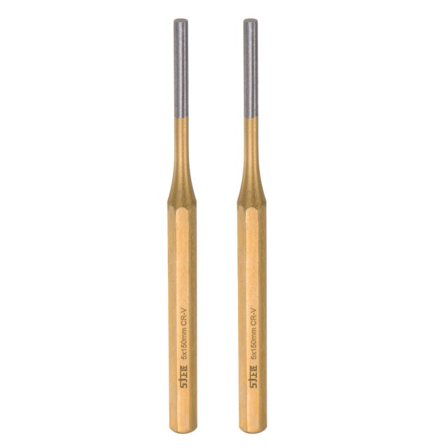 Unique Bargains 2pcs Line Pin Punch 5 x 150mm CR-V Cylindrical Alignment Punch for Machinery Maintenance