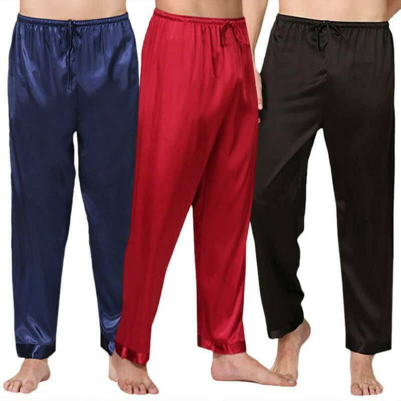 Nightwill Mens Silk Satin Pajamas Long Pants Sleep Bottoms Nightwear ...