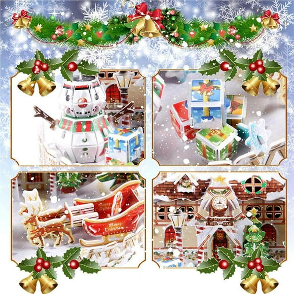 thinsony 3D Puzzle for Kids Christmas Snow Cottage Model Kits Jigsaw Puzzles Family Toys for Kids