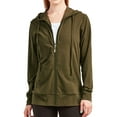 thumbnail image 2 of Women's Zip Up Cotton Light Hoodie Jacket (L, Olive), 2 of 4