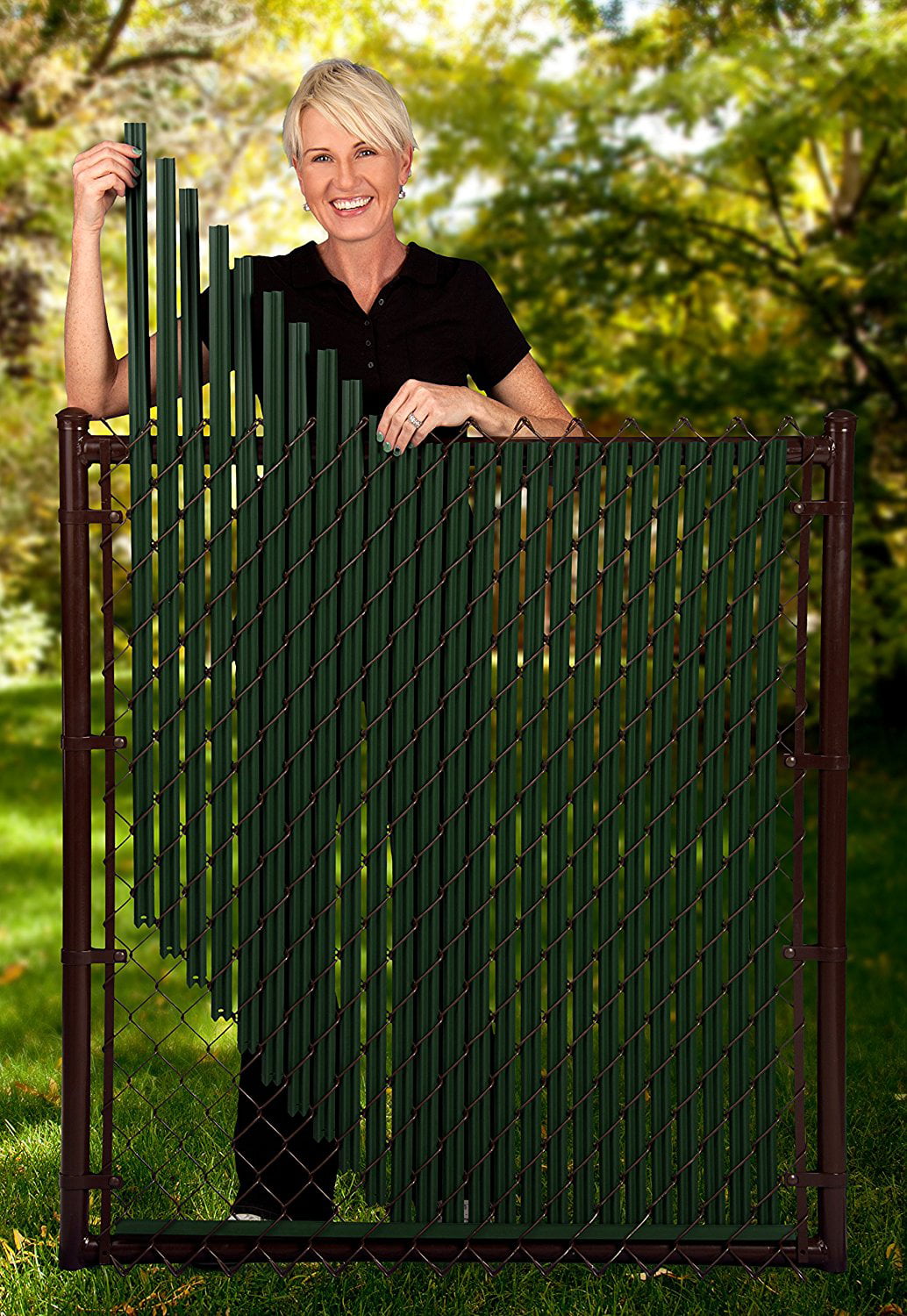 Chain Link Brown Single Wall Ridged™ Privacy Slat For 5ft High Fence Bottom Lock 