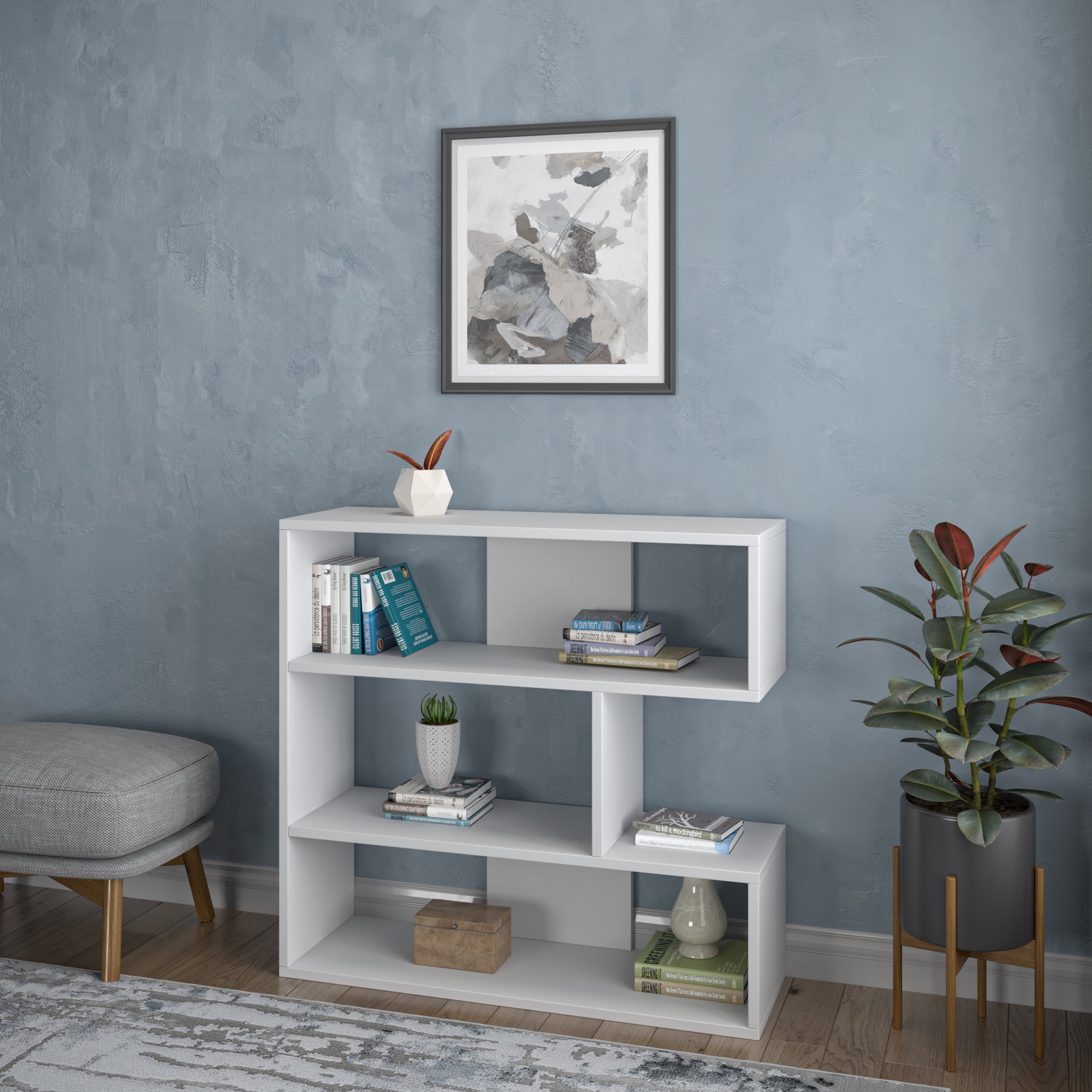 Ada Home Decor Beethoven 3 Tier Open Shelf Modern Bookcase, White
