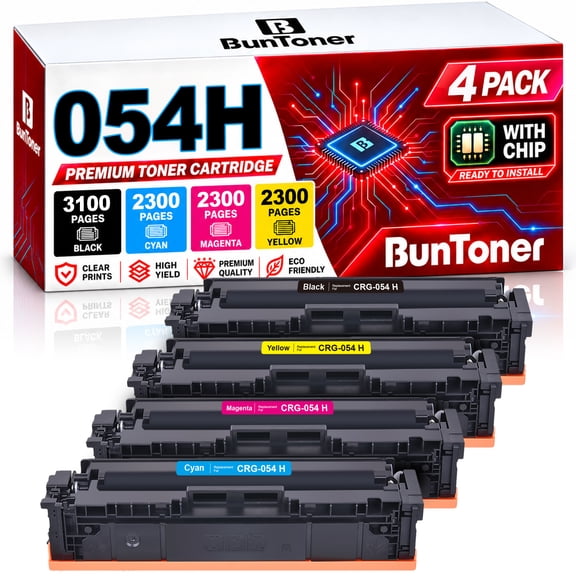 054H Toner Cartridges for Canon 054 054H for Color imageCLASS MF644Cdw MF642Cdw MF643Cdw LBP622Cdw Printer (Black/ Cyan/ Magenta/ Yellow, 4-Pack