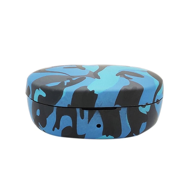 Inteprter Funda de silicona con hebilla para AirDots, funda protectora de silicona con patrón de camuflaje para Redmi AirDots, funda inalámbrica con Cables de audio/vídeo camuflaje azul