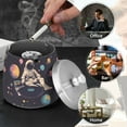 thumbnail image 4 of Yayeee Ashtray with Lid for Cigarette Smokeless Stainless Steel Home Ash Holder, Pink Record, 4 of 7