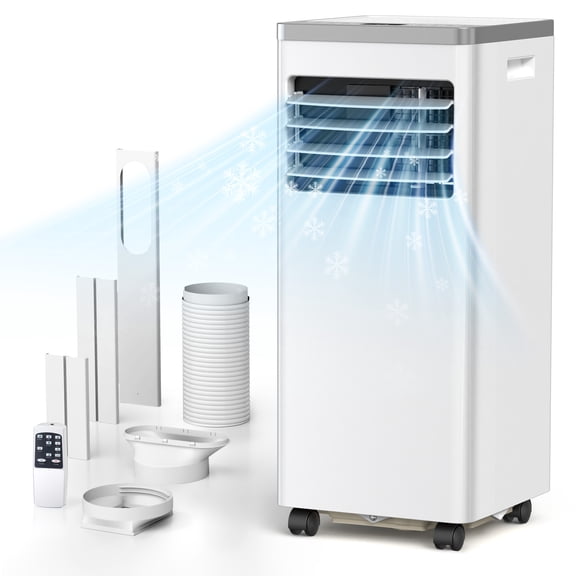 KISSAIR Portable Air Conditioner, 8,000 BTU Ashrae, 4-in-1 Quiet AC with Dehumidifier, Fan, Sleep Mode & Washable Filter for Rooms up to 350 Sq. Ft