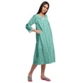 thumbnail image 3 of Moomaya Button Placket Knee Long Nightdress For Women Printed Nightwear, 3 of 6