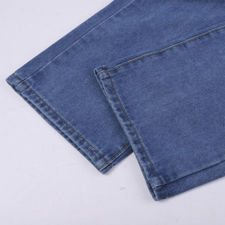 KaLI_store Cargo Jeans for Women Women's High Waisted Straight Leg Jeans  Solid Denim Pants BU2,S 