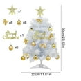 thumbnail image 3 of 24Inch White Christmas Tree Set - Desktop Decor with Gold Star Top, 16 Ornaments & Weighted Base for Office Home Party (24in), 3 of 6