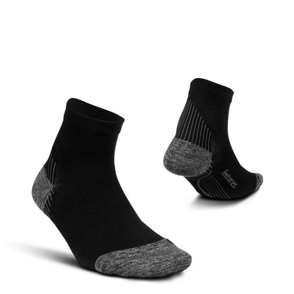 Feetures Chaussette Quart de Coussin pour Soulager la Fasciite Plantaire - Chaussette de Compression Ciblée pour Hommes et Femmes - Grande, Noire
