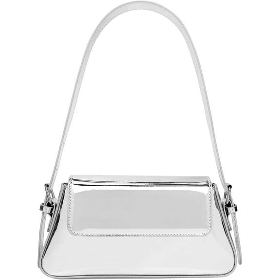 Kukuzhu Women Small Shoulder Bag Cute Hobo Tote Handbag Evening Clutch Bag Y2k Sparkly Silver Purse for Party Prom Wedding