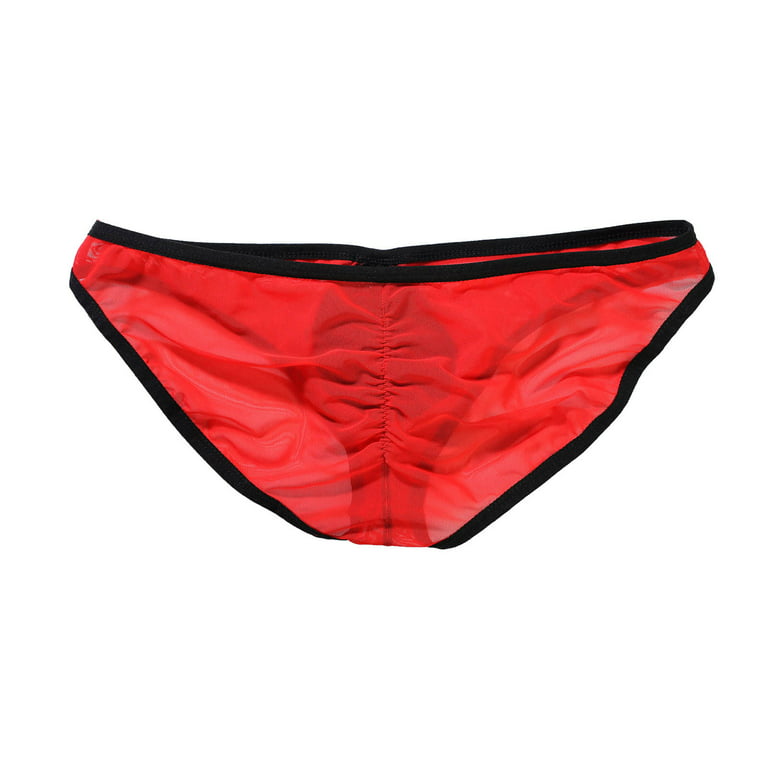 Eashery Boy Shorts Underwear Underwear Men Boxer Briefs Mens Bikini Low  Waist High Fork Small Triangle Cotton Breathable Panties Red M