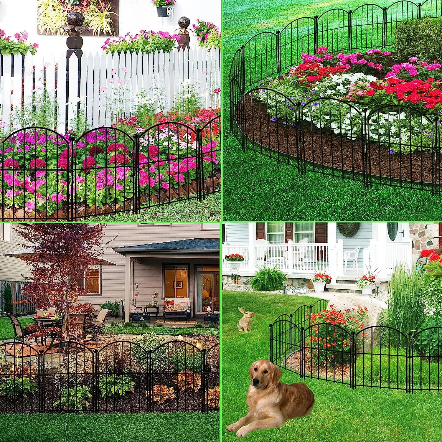 Decorative Garden Fence , 10 Pack Rustproof Metal No Dig Fence Animal Barrier for Dog, Arched Flower Bed Edging Ornamental Wire Border Panel Fencing for Yard Patio Outdoor Decor