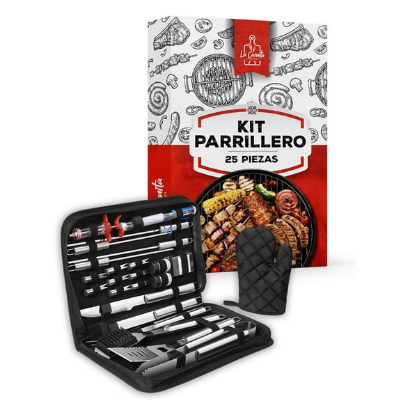 KIT PARRILLERO / SET BBQ / 25 PIEZAS / MARCA: LA CARNITA / ACERO INOXIDABLE La Carnita Kit Parrillero La Carnita KP-LC-25