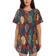 thumbnail image 1 of Fotbe Autumn Leaves Conjunto de Pijama Estampado para Mujer, 2 Piezas, Ropa de Dormir con Camiseta de Manga Corta y Shorts Suaves-X-Large, 1 of 6