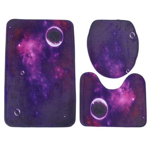3 unids/set cielo estrellado impresión antideslizante tapa de inodoro decoración de baño juego de alfombrilla absorbente de agua