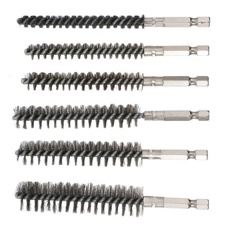 

6pcs Bore Brush Bore Wire Bore Brush Set Stainless Steel Cleaning Brush For Drill Impact Driver
