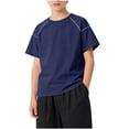 thumbnail image 3 of Mgmyaa Summer Boys & Girls Tops Kids Dry-Fit T-Shirts Solid Black Short Sleeve Crew Neck Ventilated Boys & Girls Tops Activewear Tees for Ages 3-15, 3 of 7