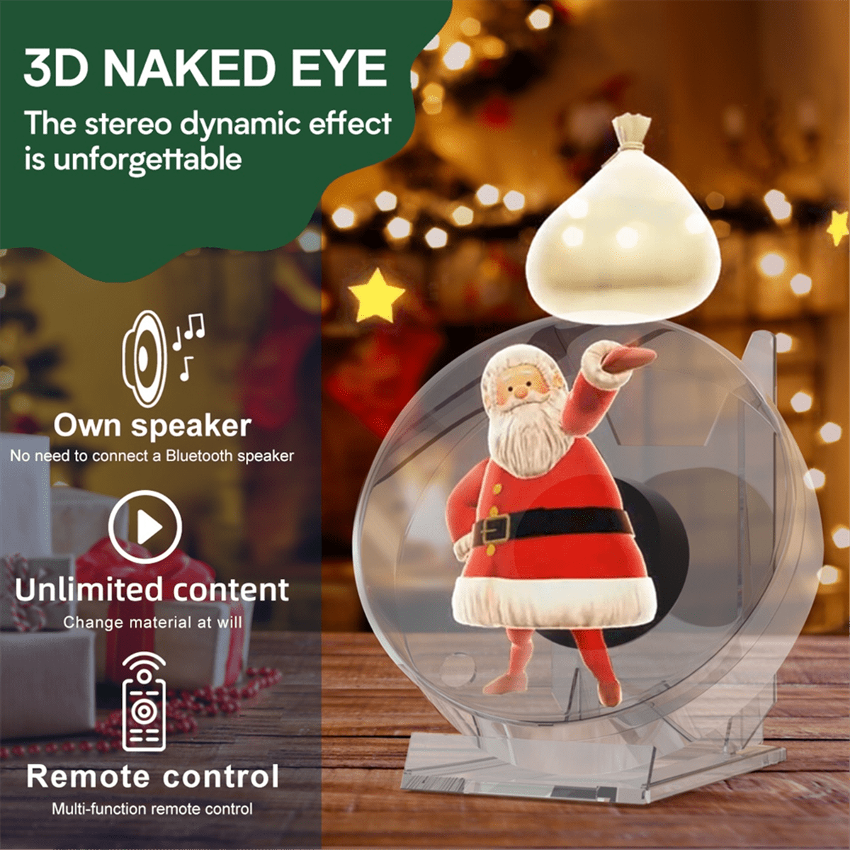 3D Holographic Advertising Light Hologram Projector LED Desktop Screen Fan with Audio Playback Support Images and Video