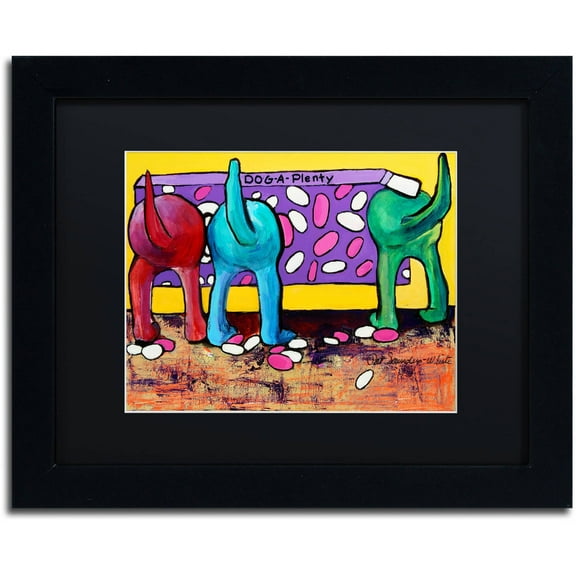 Trademark Fine Art "Dog-A-Plenty" Canvas Art by Pat Saunders-White, Black Matte, Black Frame