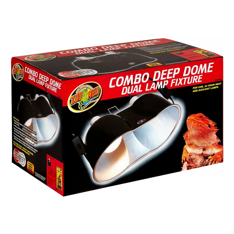 Zoo Med Combo Deep Dome Dual Lamp Fixture, includes UVB and heat