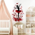 thumbnail image 2 of Adhesivo de pared con diseño de bailarín de ballet con mariposas y rosas rojas, 30 x 90 cm, 2 of 4
