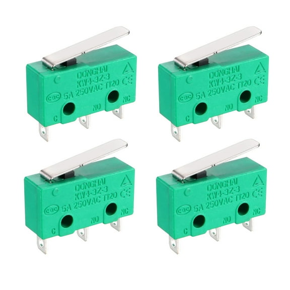 Uxcell 4Pcs KW4-3Z-3 Micro Limit Switch SPDT NO NC Short Straight Lever