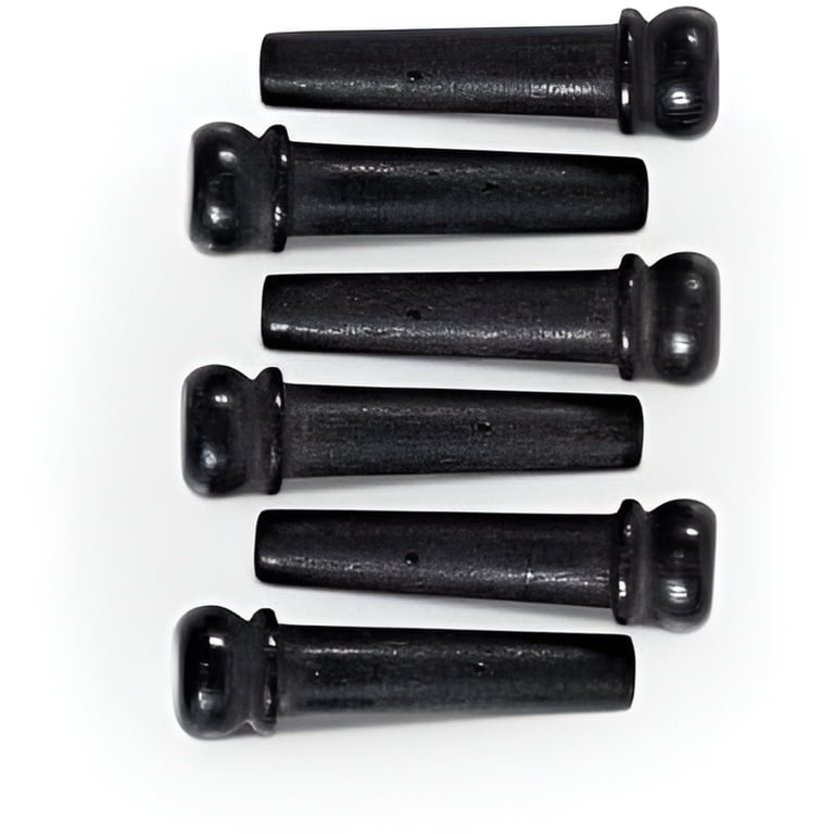 Waverly Ebony Guitar Bridge Pins - Slotted Set Of 6, Vintage Style 5-Degree Taper