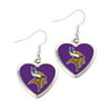 Minnesota Vikings Non-Swirl Heart Shape Sports Team Logo Dangle Earring