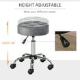 thumbnail image 6 of HOMCOM Round Salon Stool Height Adjustable, Hydraulic Rolling Swivel Stool with Wheels, Massage Vanity Chair Home Office, Grey, 6 of 9