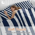 thumbnail image 4 of Navy Blue Striped Bedding Duvet Cover Set Queen Size 4 Pieces White Striped Geometric Bedding Set with Zipper Closure, 1 Comforter Cover 90x92 Inches 1 Flat Sheet & 2 Pillow Cases, 4 of 7
