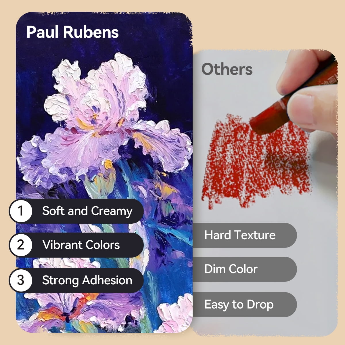 Paul Rubens Oil Pastels, 72 Floral Colors Artist Soft Oil Pastel Set Vibrant and Creamy, Pastels Art Supplies Suitable for Artists