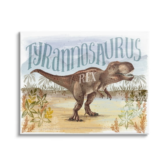 Stupell Industries T-Rex in Nature Animals & Insects Painting Gallery Wrapped Canvas Art Print Wall Art, 20 x 16