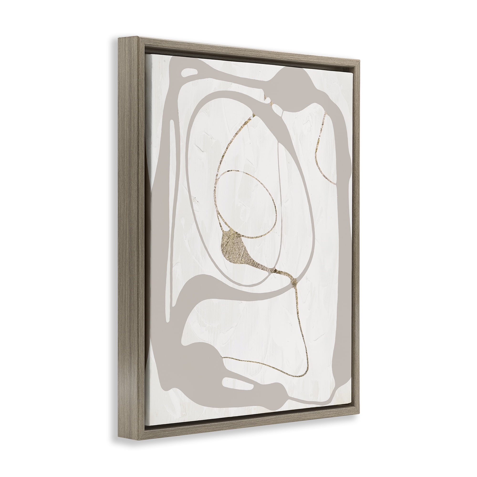 Stupell Industries Gray Very Abstract Figure Abstract Painting Brown Floater Framed Canvas Art Print Wall Art, 17 x 21