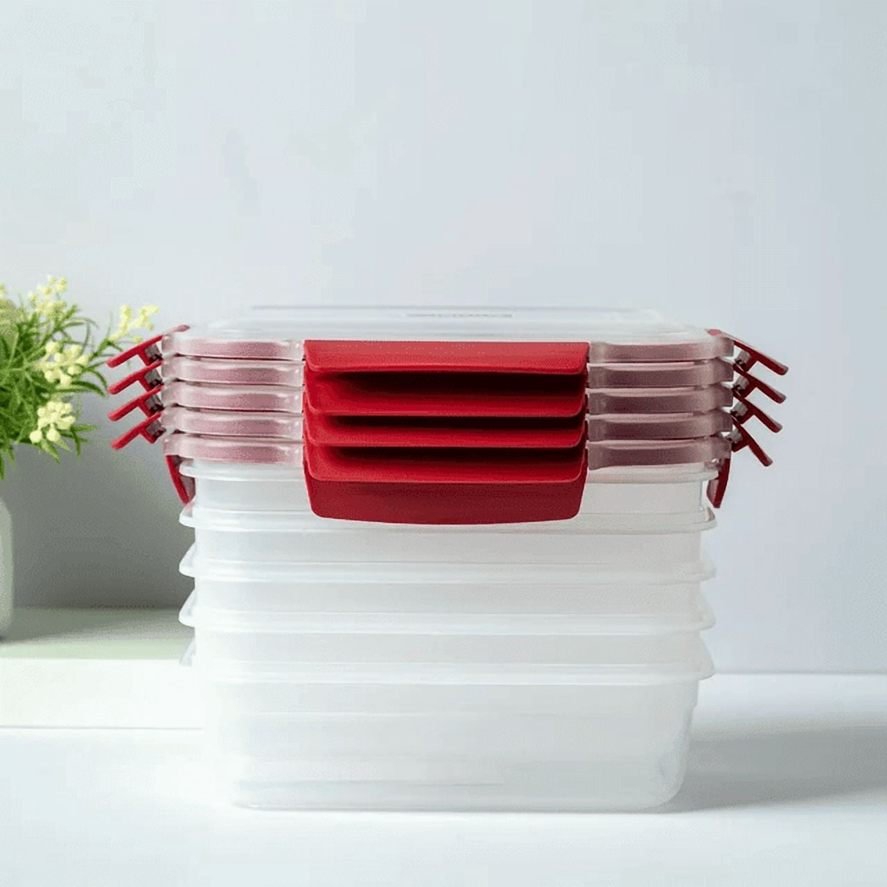 5-Piece Stackable Food Storage Containers Set, Airtight Leakproof BPA-Free Plastic Containers with Locking Lids, for Meal Prep, Pantry Organization & Kitchen Storage