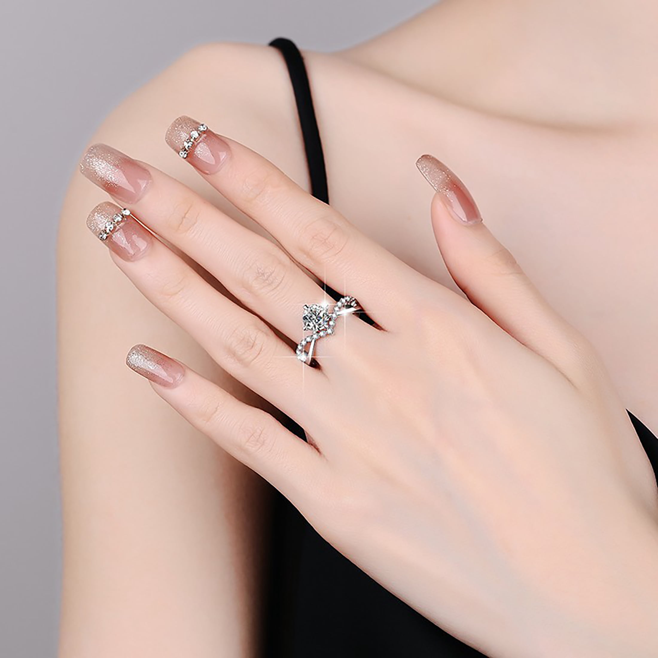 1ct Moissanite Crown Ring, Moment Wish Engagement Ring for Women, Moissanite Promise Ring, D Color VVS1 Simulated Diamond 925 Sterling Silver Accent Ring