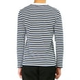 thumbnail image 3 of Unique Bargains Men's Long Sleeve Pullover Top Crew Neck Striped T-Shirts 46 Navy Blue, 3 of 7