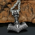 thumbnail image 4 of Norse Valknut Thors Hammer Necklace Stainless Steel Viking Pendant, 4 of 4