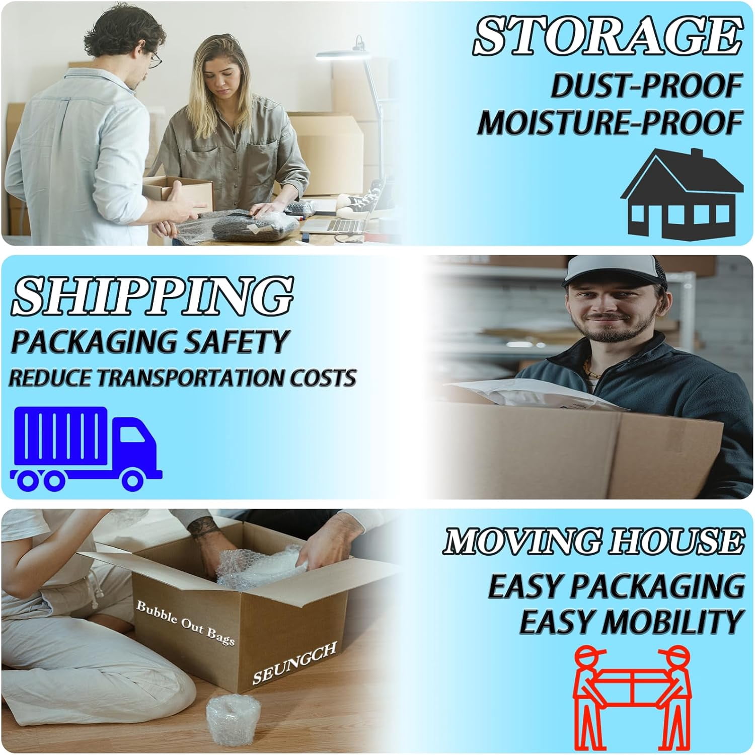 50 Pcs Bubble Pouch Wraps, 8"x12" Double Walled Clear Bubble Out Bags for Packing, Shipping, Storage, and Moving - Shockproof Cushioning Bags for Fragile Items