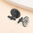 thumbnail image 6 of PhooArto Men's Classic Stainless Steel, Anchors Steering Wheels Pattern Cufflinks Business Wedding Shirts, Black, 6 of 6