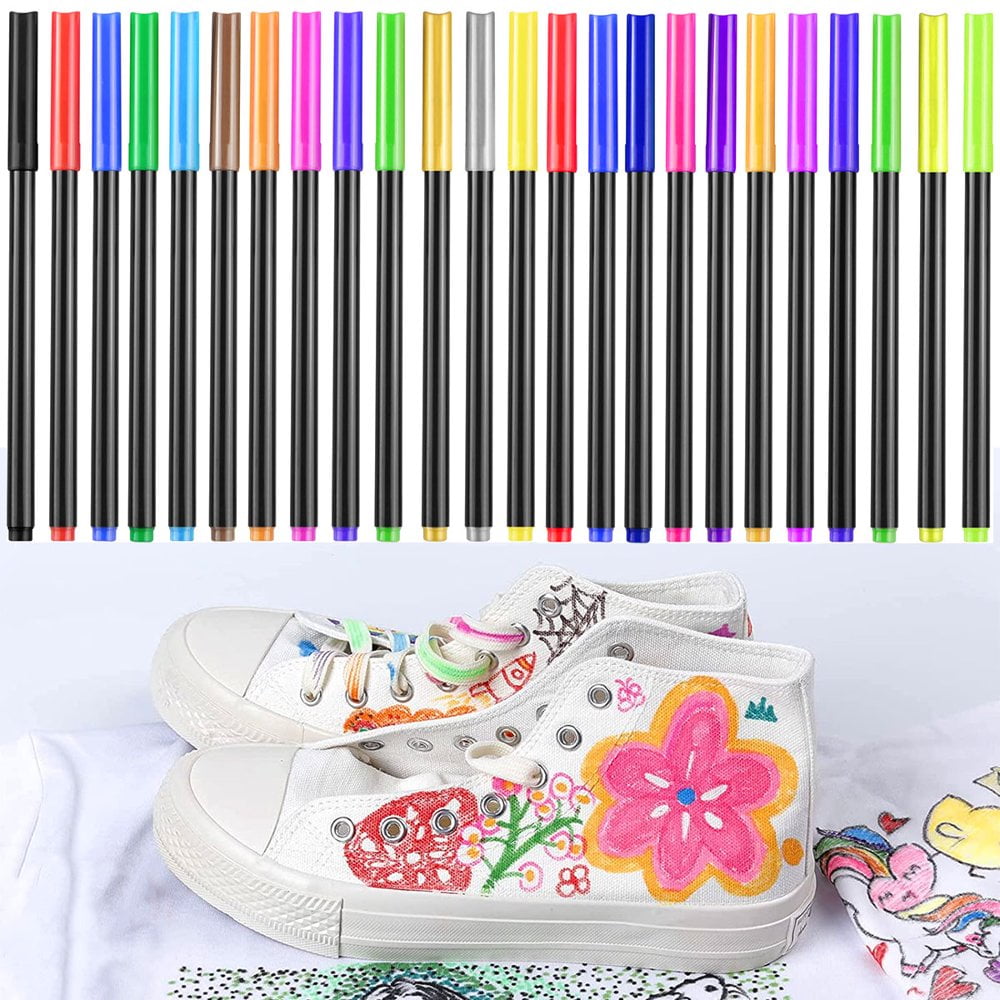 24 Colors Paint Marker Pens 24 Textile and Fabric Markers Washable